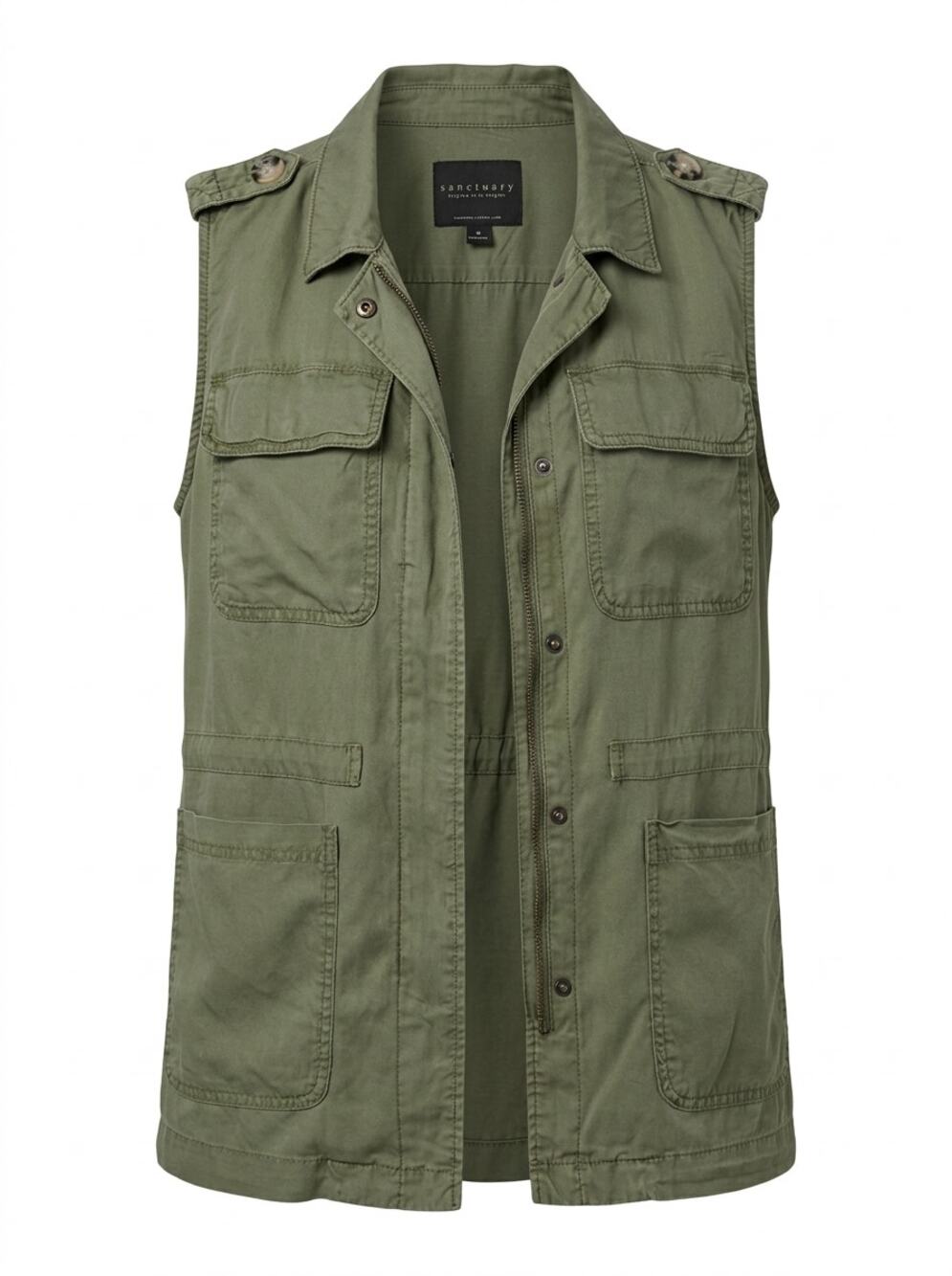Sanctuary Green Collared Sleeveless Lightweight Military Jacket Men Size L